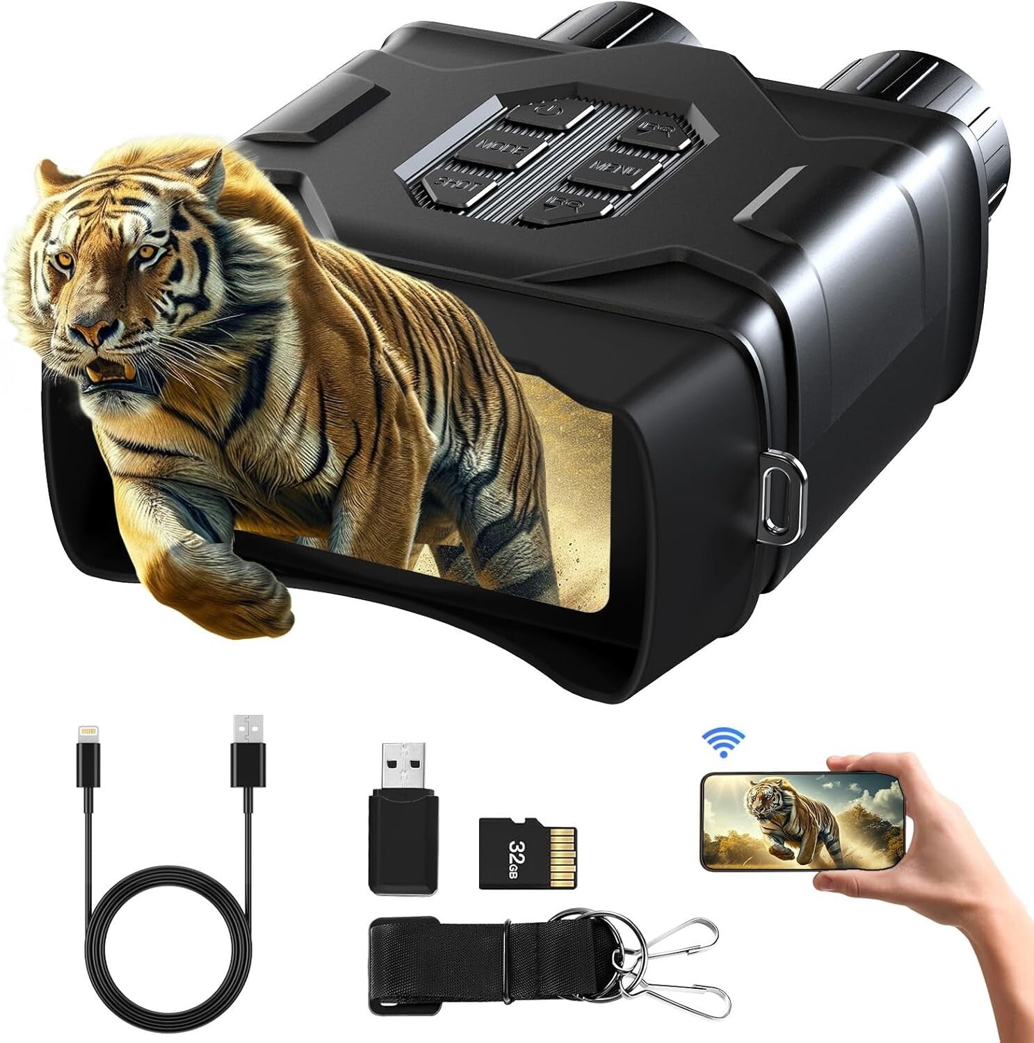 4K UHD Night Vision Goggles - 10X Zoom with App Control for Hunting & Security