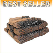 Load image into Gallery viewer, Versatile Ceramic Gas Logs - Safe 10-Piece Set for Indoor and Outdoor Fireplaces