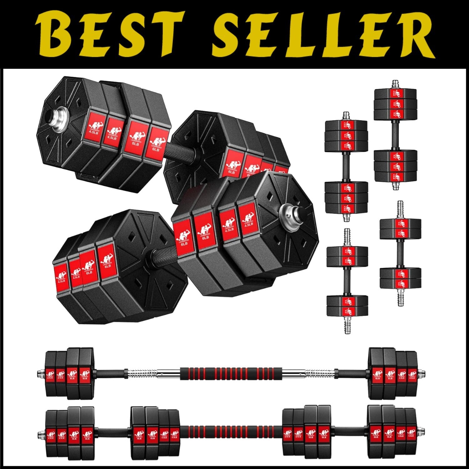 Multi-Function Home Gym Dumbbells - 44lbs, 66lbs & 88lbs Adjustable Weights