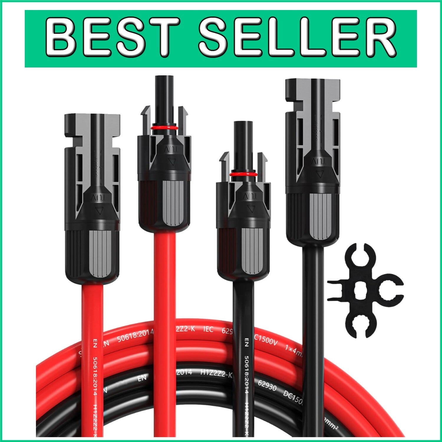 50FT 12AWG Solar Connector Cable with UV Protection - Ideal for RVs and Vehicles