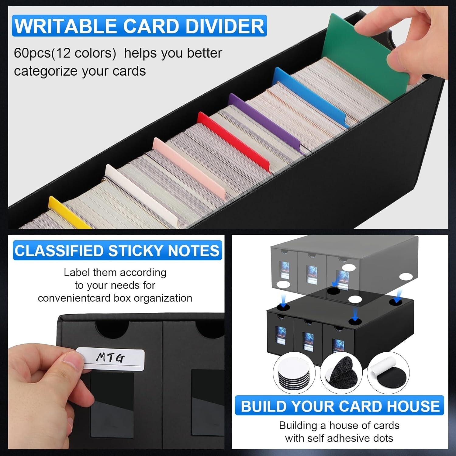 Portable Dustproof Trading Card Organizer - 24000+ Card Capacity with Dividers
