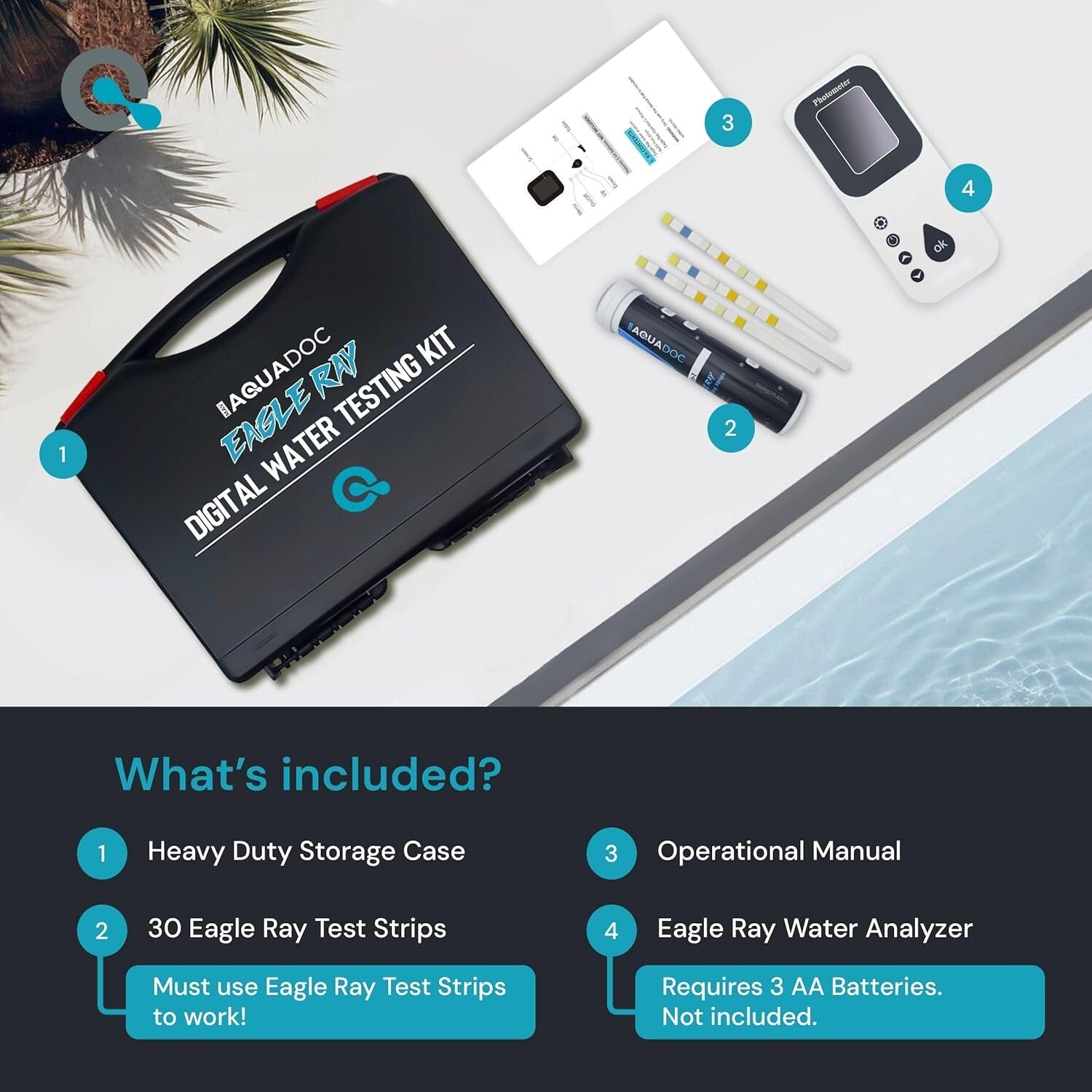 All-in-One Digital Water Analyzer for Pools & Spas – Tests 7 Key Parameters