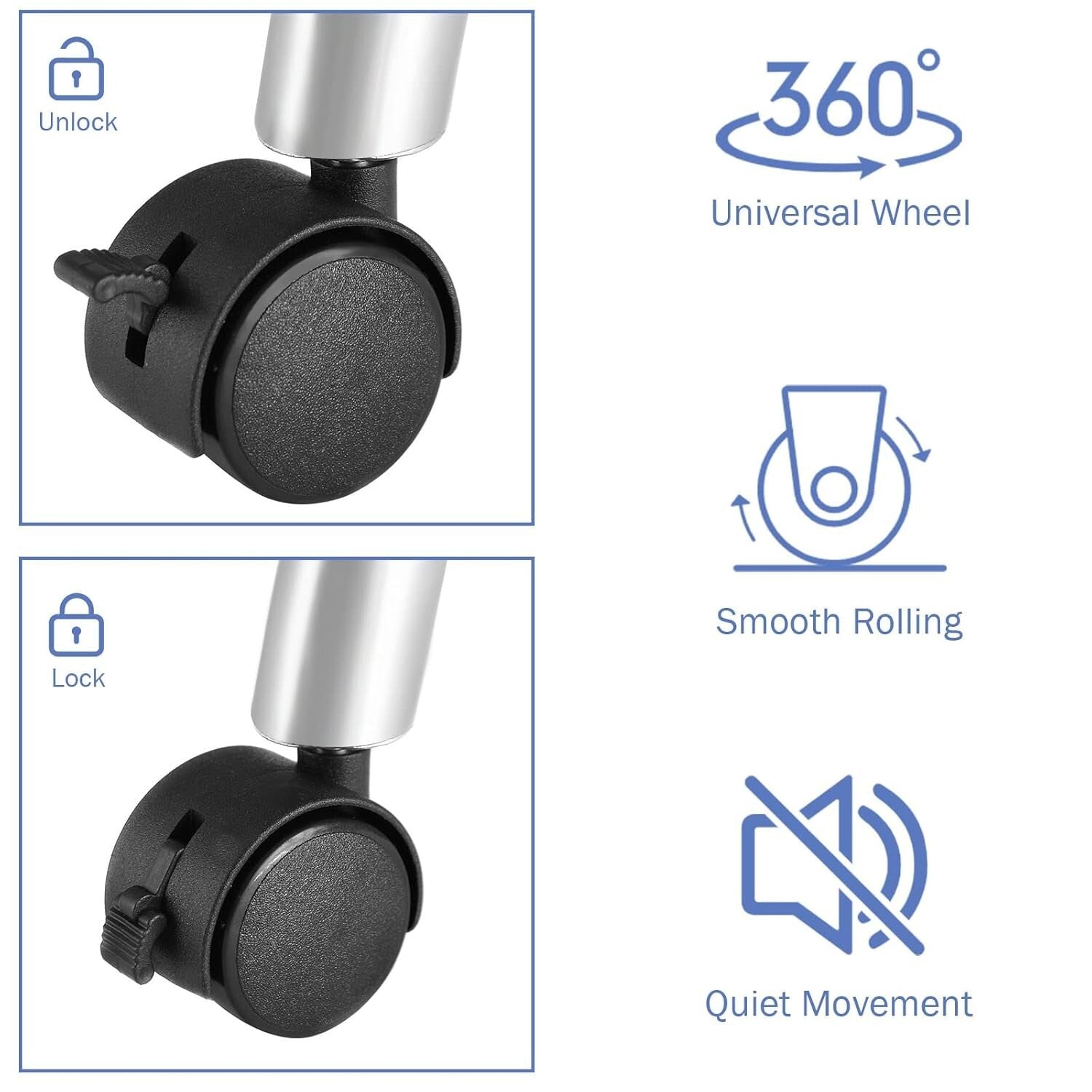 Foldable Portable Manicure Table with Large Drawer & Lockable Casters, Black