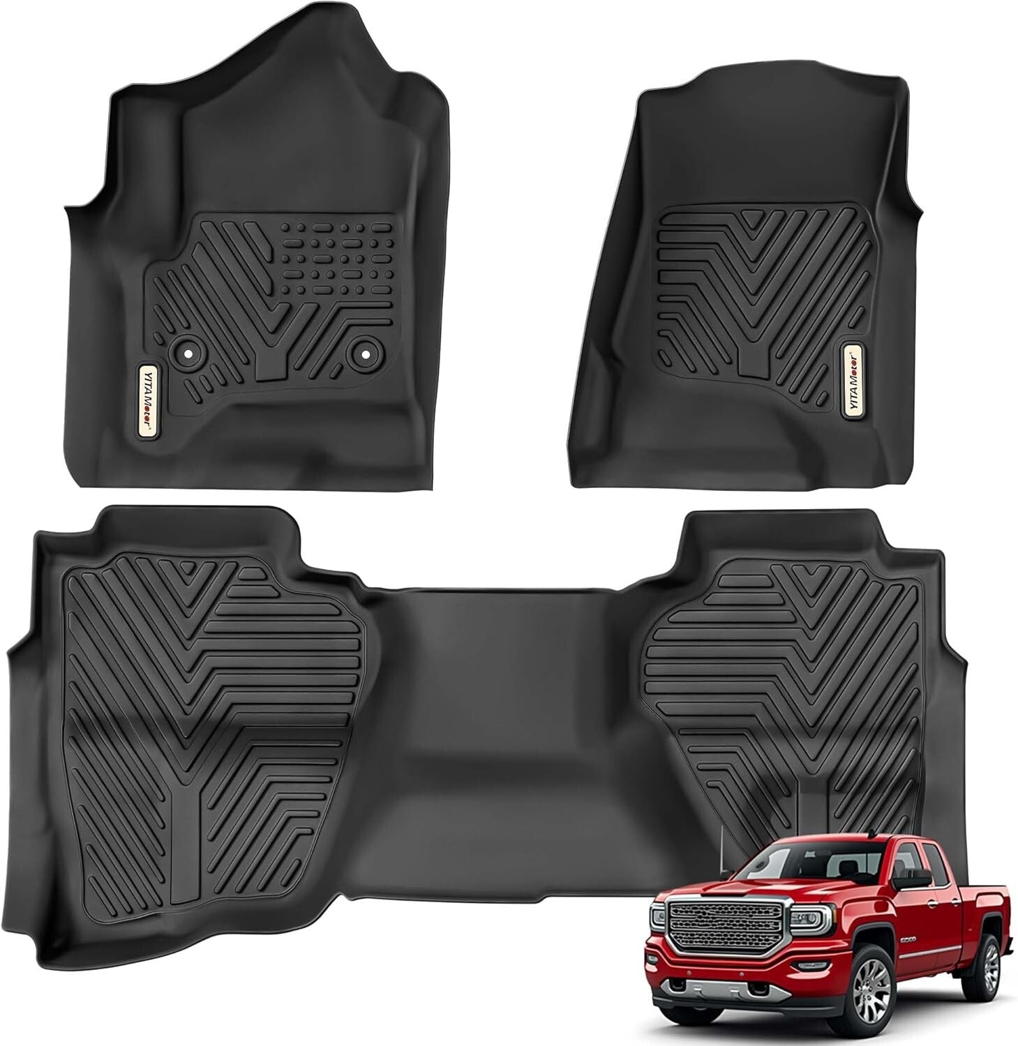 Custom Fit All Weather Floor Liners for 2014-2019 Silverado/Sierra Double Cab