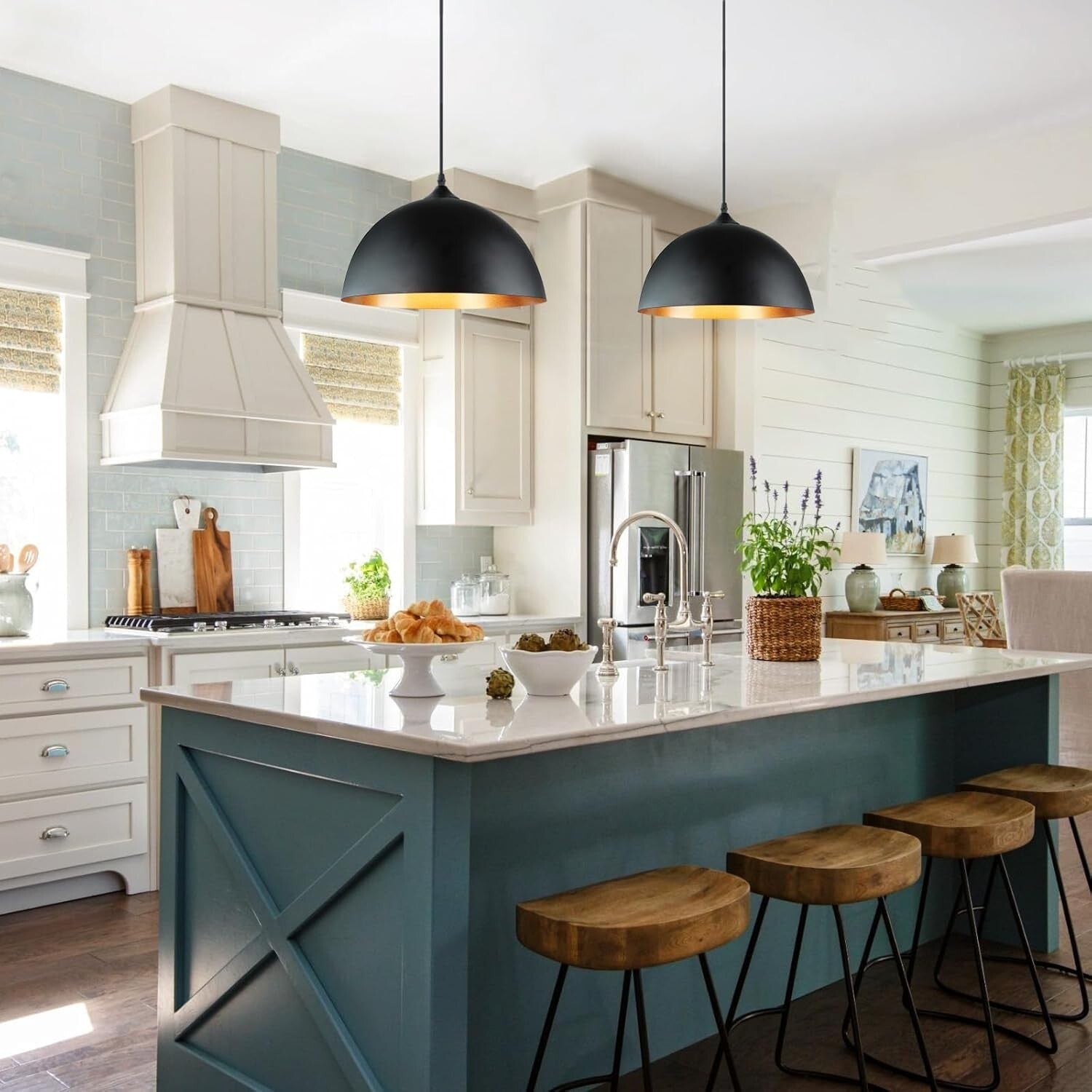 Versatile Black Gold Adjustable Pendant Lights – Ideal for Dining & Living Rooms