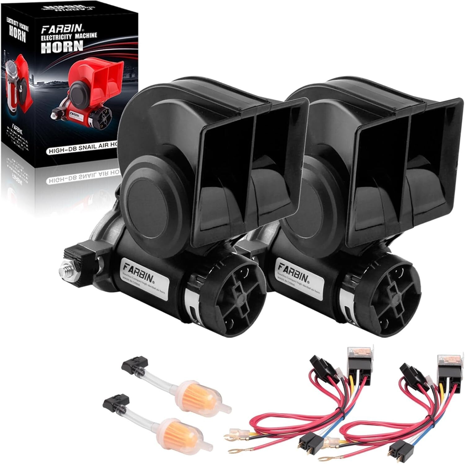Durable Universal Fit 150 dB Air Horn Set for Cars, Trucks, and Boats - 2PCS