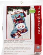 Load image into Gallery viewer, Quality 16" Canvas Needlepoint Kit Featuring a Charming Snowman and Cardinal