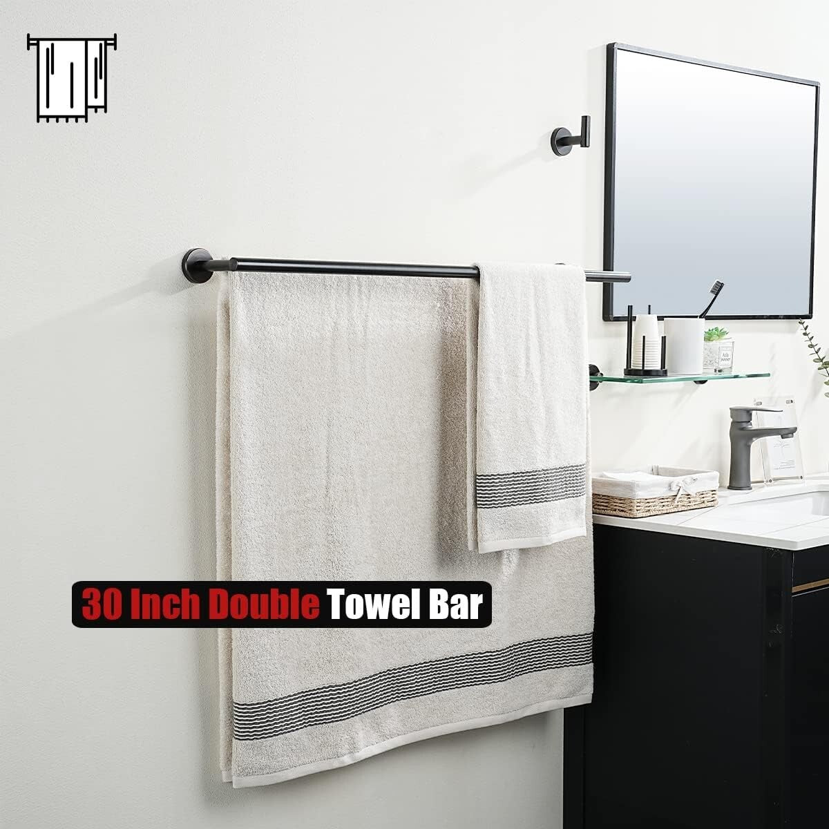 Durable Oil Rubbed Bronze Towel Rack - 30 Inch Double Bar for Bath Organization