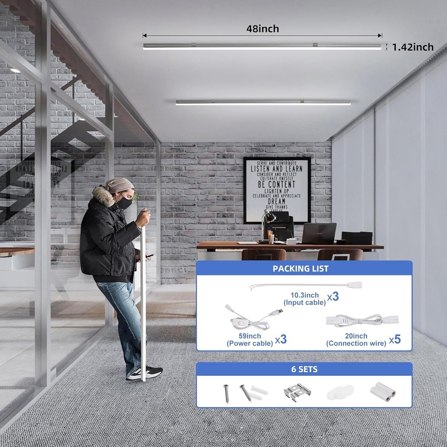 Energy Saving T5 LED Shop Light - 10 Pack, 6500K Brightness, Lightweight Design
