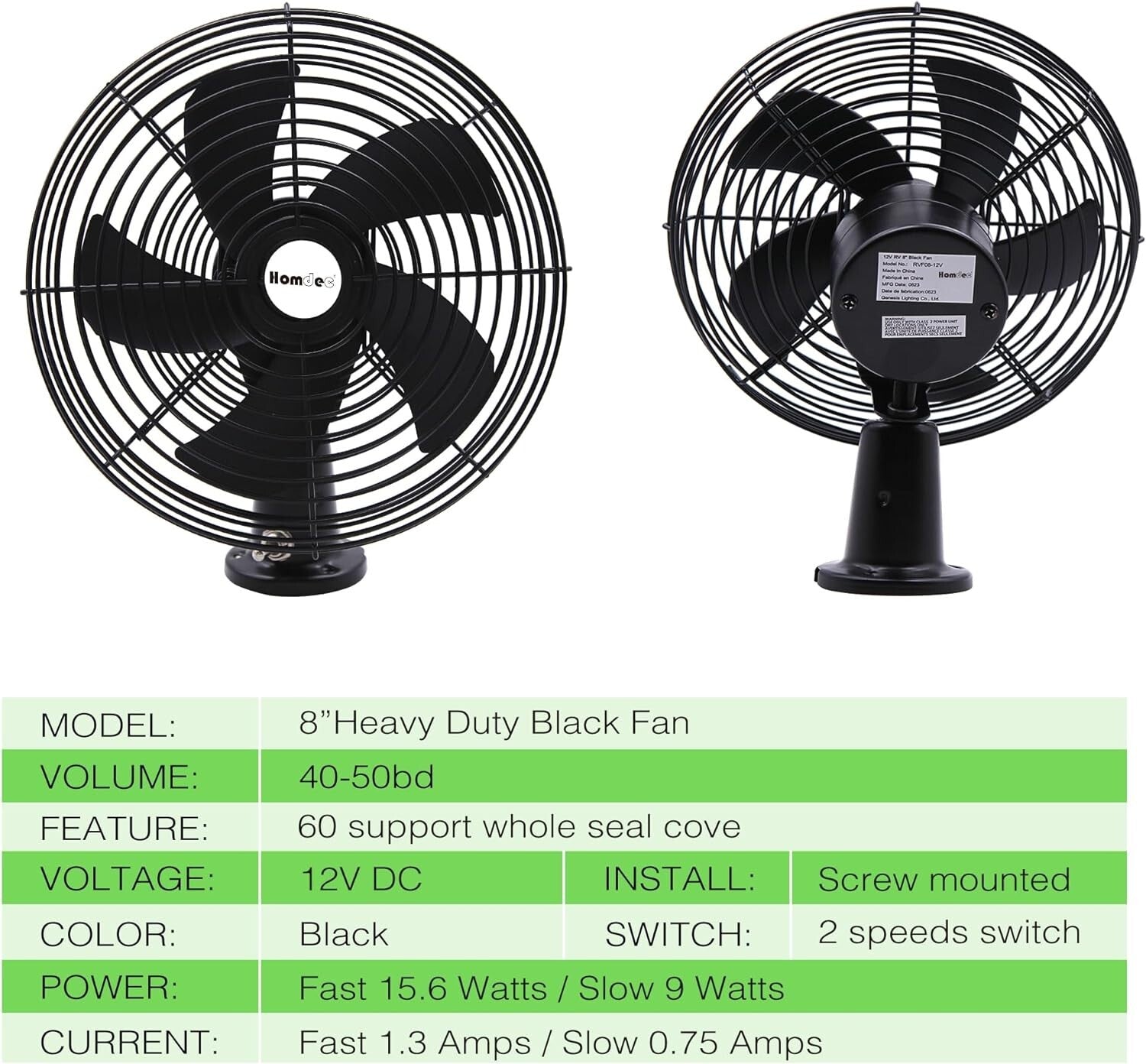 Versatile 12V Metal Fan with 2-Speed Control for Rapid Cooling in All Vehicles