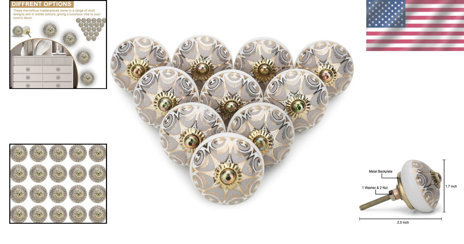 Boho Grey Round Knobs - Handcrafted Ceramic Pull Handles for Home Decor Bliss