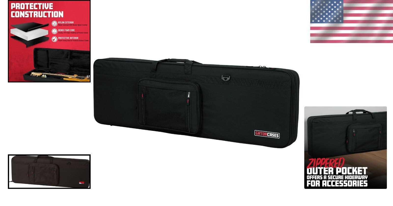 High-Durability Bass Guitar Case with Plush Lining - Fits Major Models 44x16 in