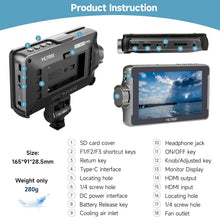 Load image into Gallery viewer, Compact 1200 Nits Camera Monitor with Sunshade &amp; Multiple Power Supply Options