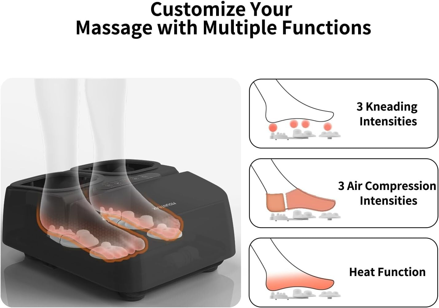 Luxurious Shiatsu Foot Massager Machine with Custom Heat & Deep Kneading Relief