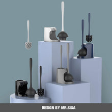 Load image into Gallery viewer, Heavy-Duty Black Toilet Plunger and Nylon Brush Set with Storage Holder
