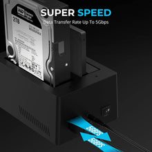 Load image into Gallery viewer, Effortless Cloning &amp; Storage Expansion with USB 3.0 Dual Bay Hard Drive Dock