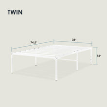 Load image into Gallery viewer, Elegant 18-Inch White Metal Platform Bed Frame with Steel Slats - Twin Size