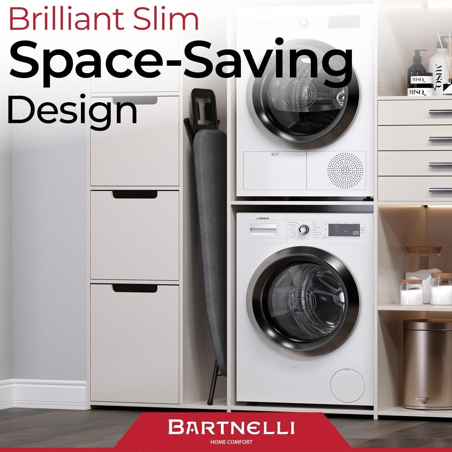 Elegant 43x14 Ironing Board with 4-Layer Cover - Built to Last from Europe