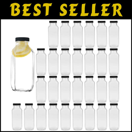 30-Pack 8oz Vintage Glass Bottles with Airtight Lids for Juicing & Storage
