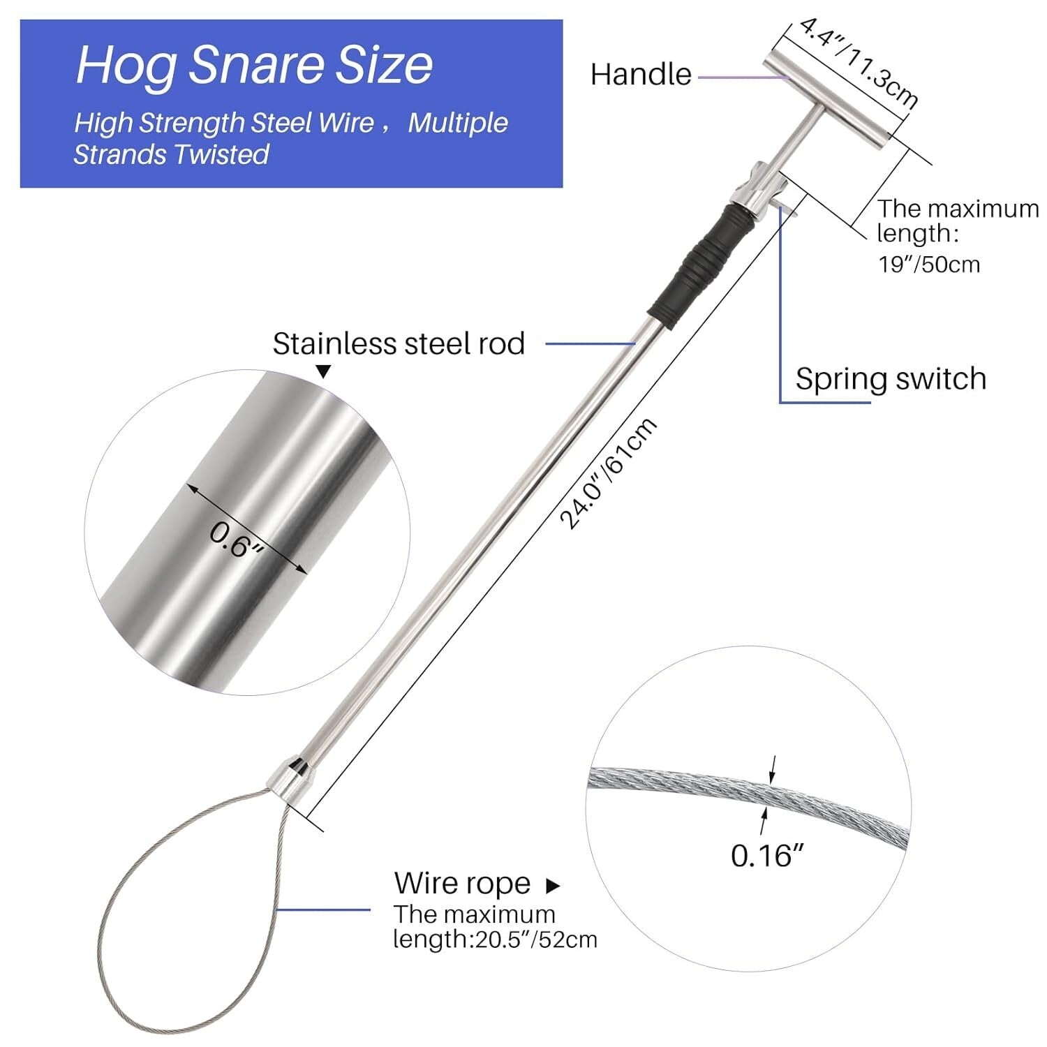 Premium Adjustable Animal Control Pole with Locking Noose for Livestock and Dogs