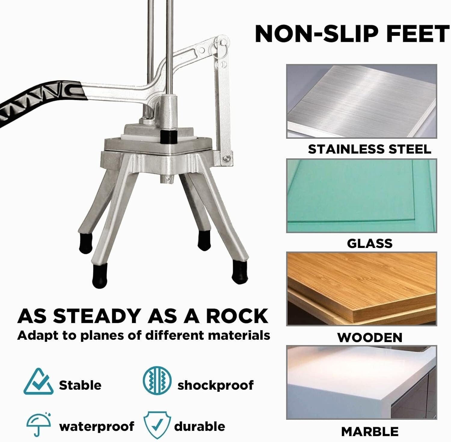 Heavy-Duty Stainless Steel Vegetable Dicer with Push Handle & Easy Clean Design