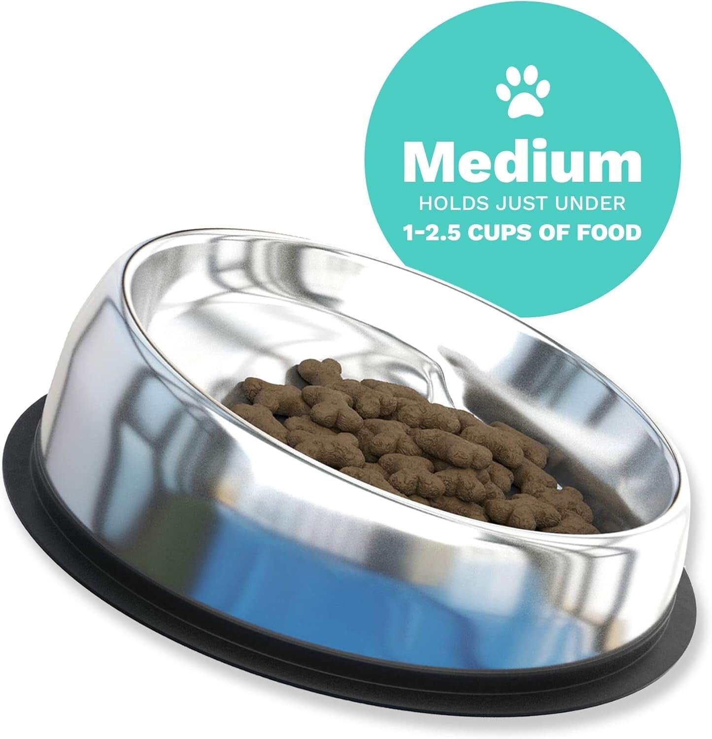 Ergonomic Slanted Dog Bowl with Raised Ridge – Promotes Digestive Health, Medium