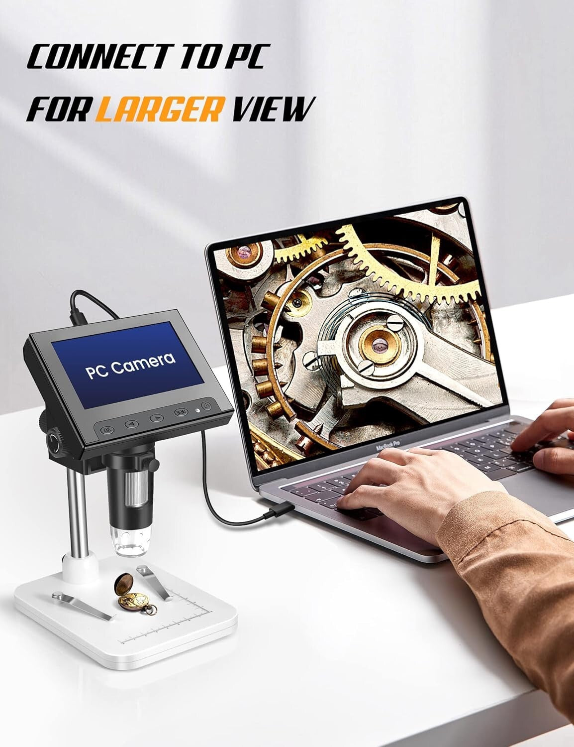4.3-Inch LCD Digital Microscope with 50X-1000X Magnification for Coins and Pl...