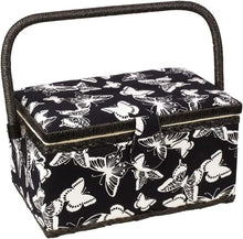 Load image into Gallery viewer, Charming Floral Sewing Basket with Interior Pocket &amp; Compartmental Tray - 11"x7"