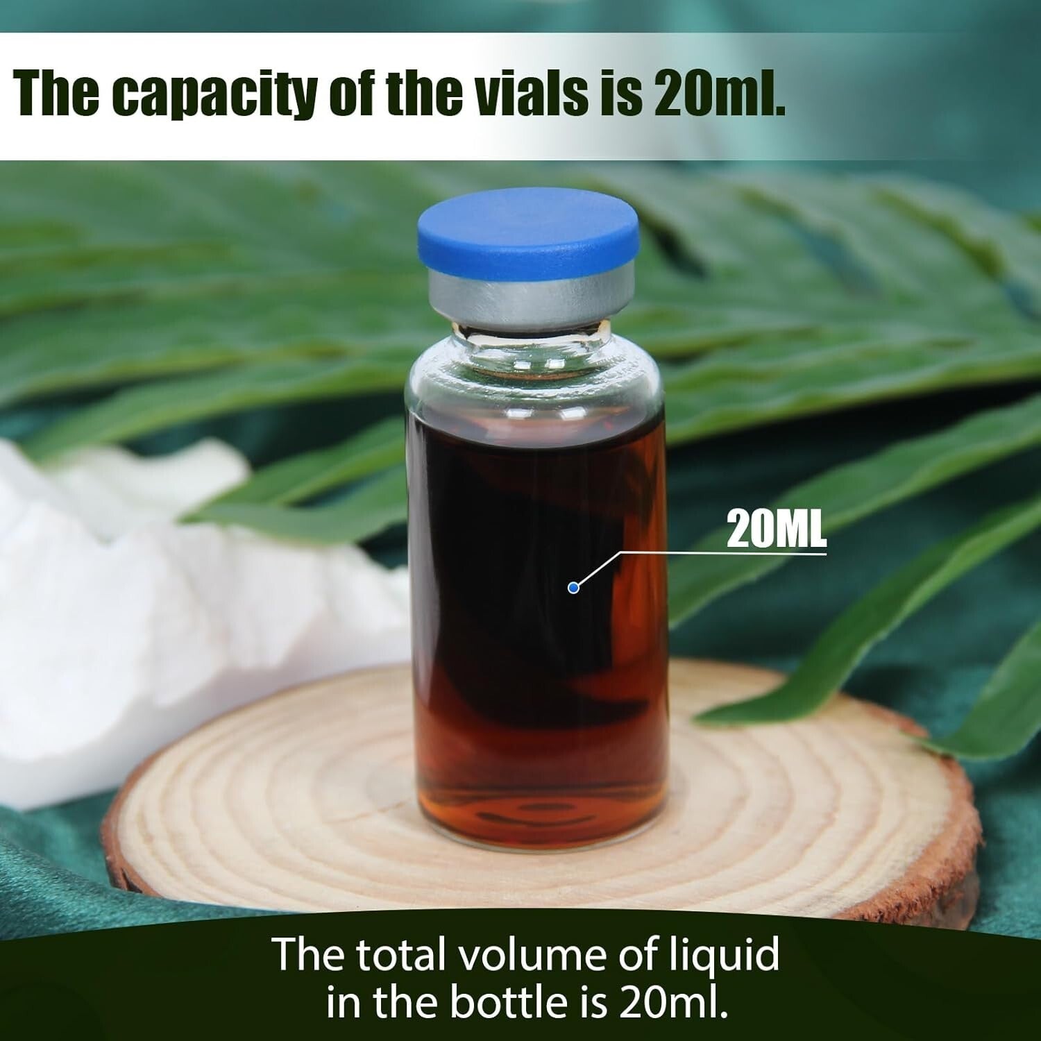 Borosilicate 20ml Clear Glass Headspace Vials with Rubber Stoppers - 100 Sets