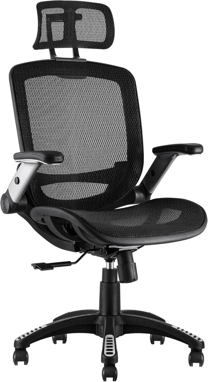 Multi-Functional Ergonomic Chair with Flip-Up Arms - Ideal for Tall Users