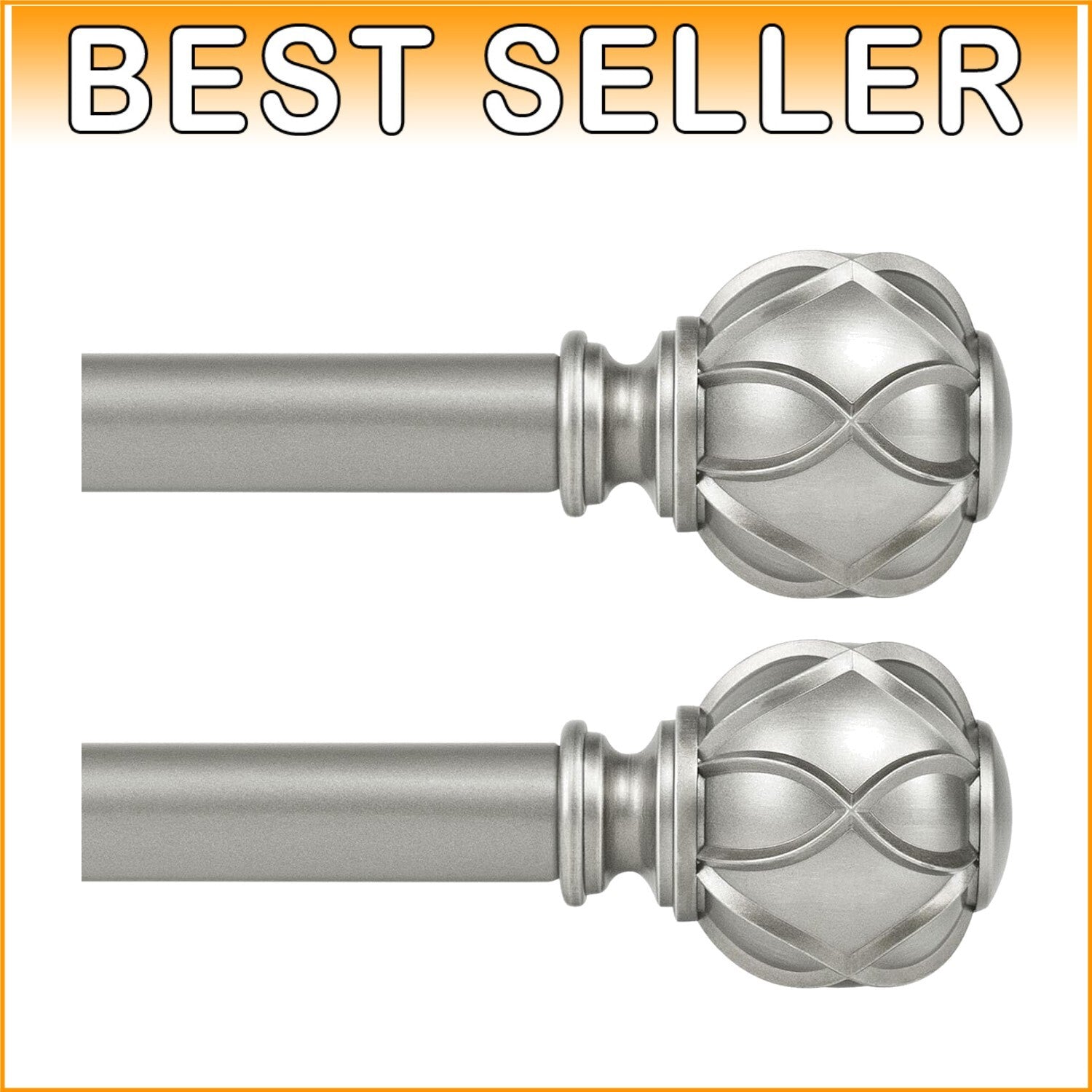Elegant Telescoping Curtain Rod Set in Antique Silver - 28 to 48 Inch Adjustable
