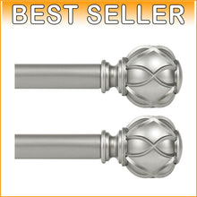 Load image into Gallery viewer, Elegant Telescoping Curtain Rod Set in Antique Silver - 28 to 48 Inch Adjustable