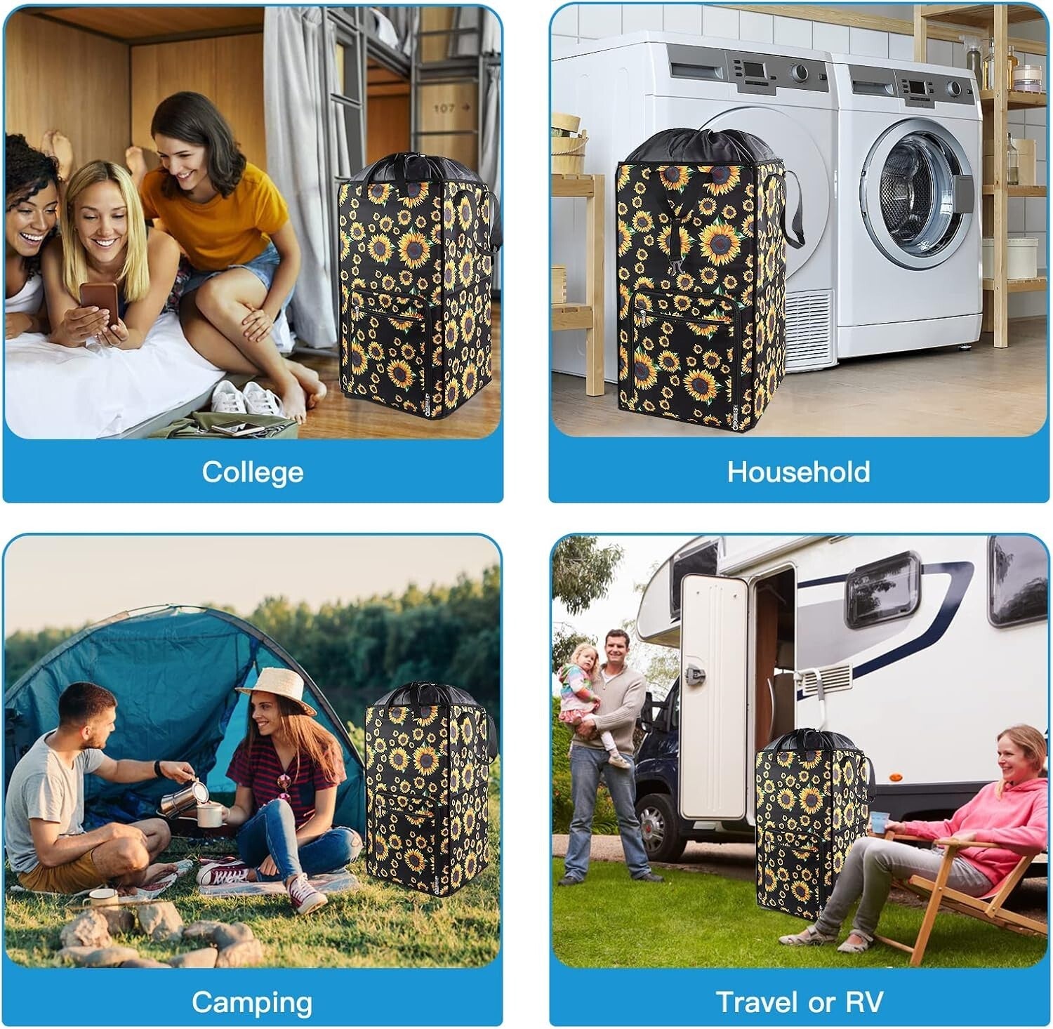 Extra Large 2-in-1 Backpack Hamper with Adjustable Straps for College Life