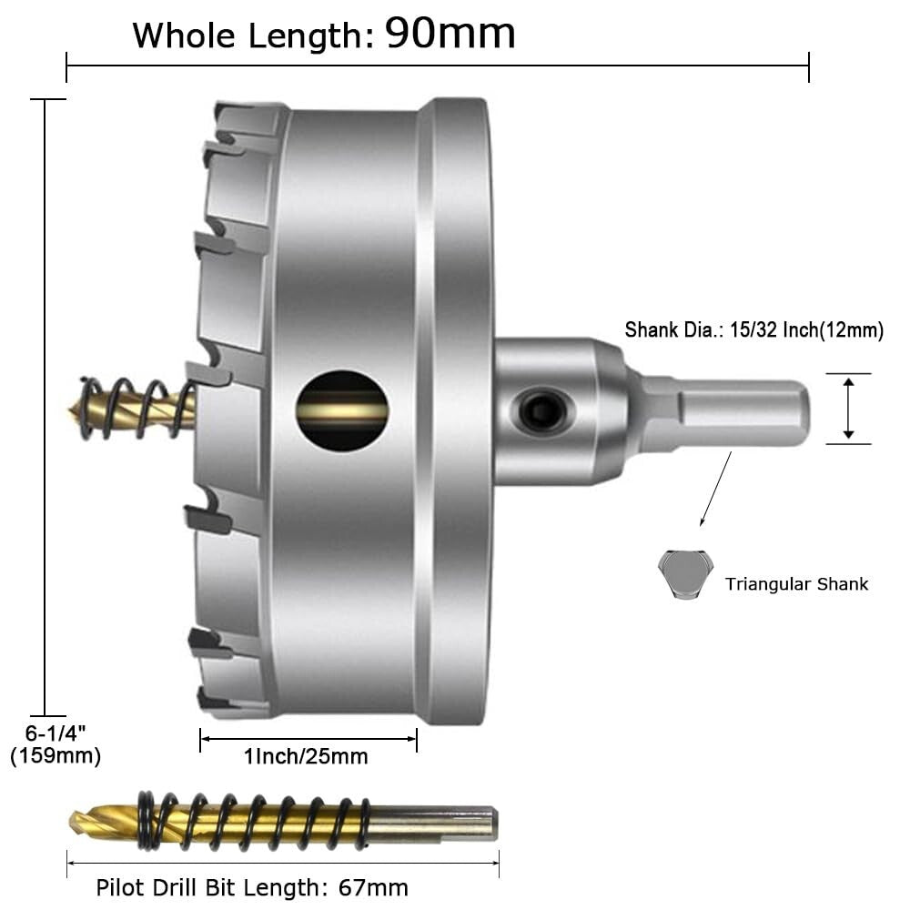 Robust Tungsten Carbide Tipped Hole Saw Drill Bit Set with Pilot Bits Included