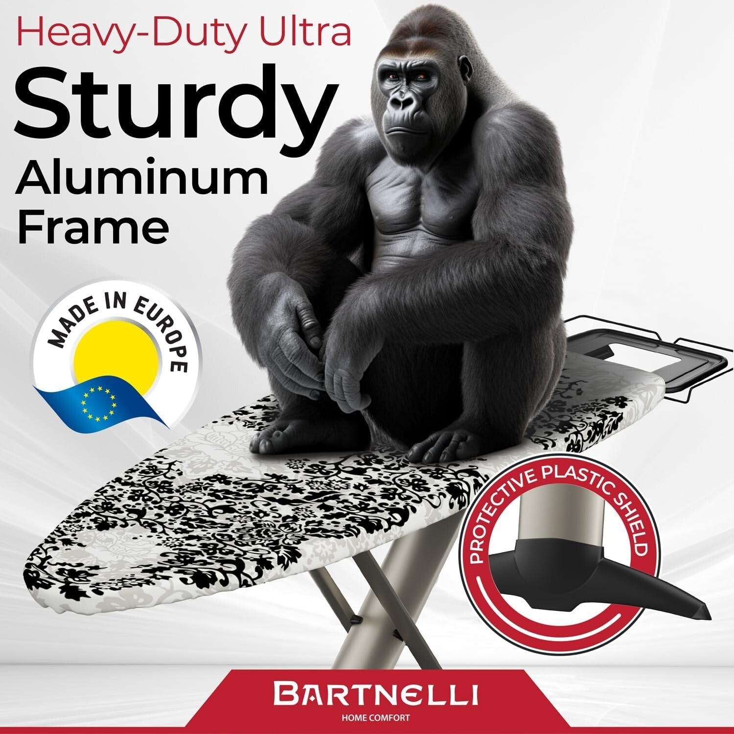 Sturdy Foldable Ironing Board - Extra Wide 62x19” with Iron Rest & Hanging Rack