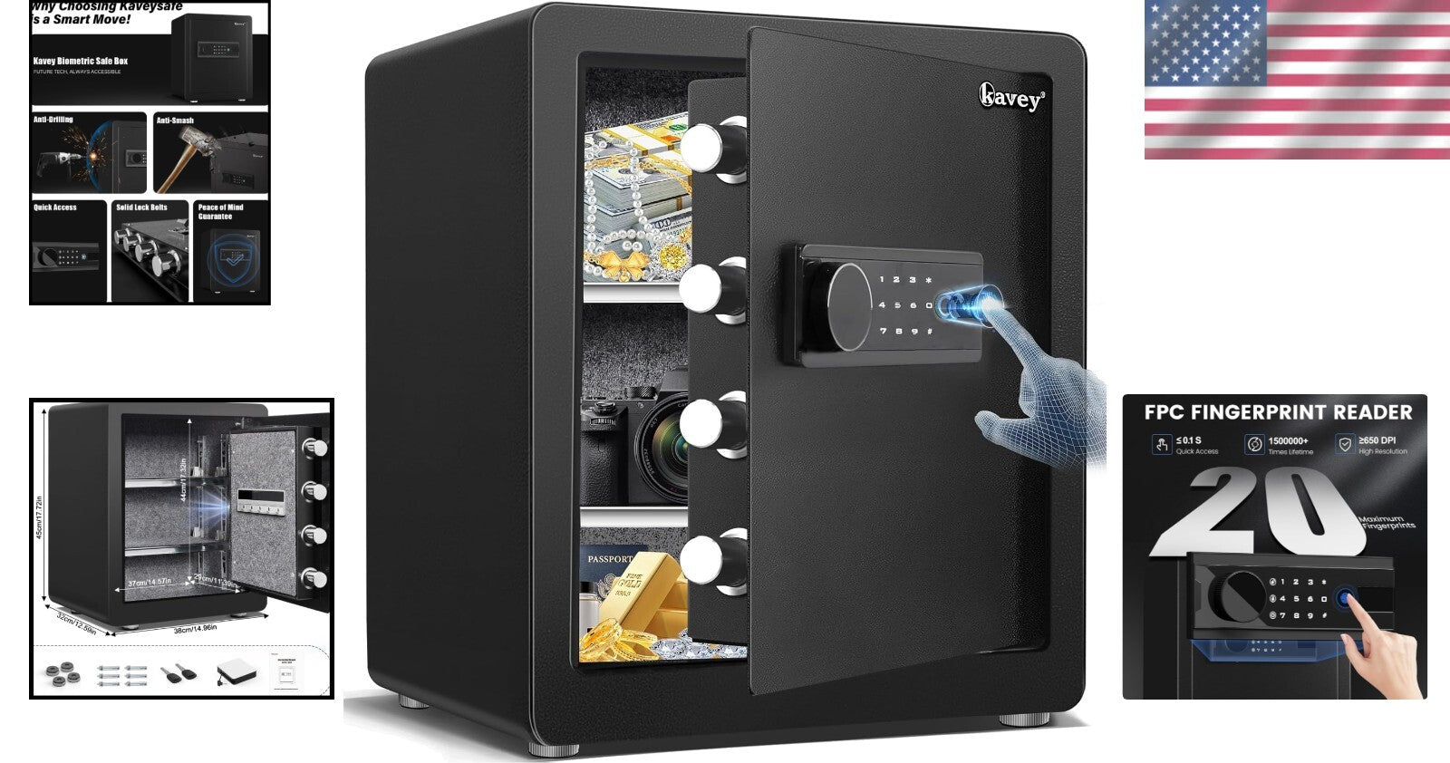 2.0 Cub Biometric Safe Box with Backlit Keypad - Ultimate Home Security Solution