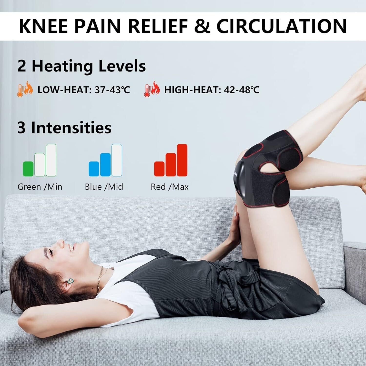 Adjustable Knee Brace Massager with Heat - Enhance Circulation & Recovery