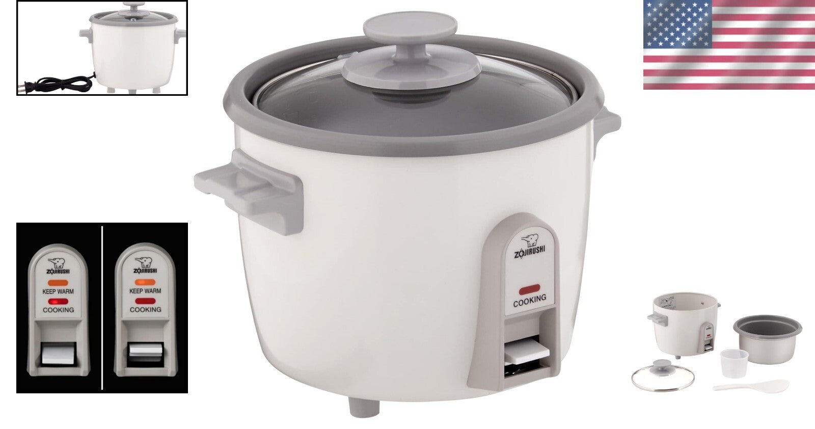 Effortless 3-Cup Rice Cooker with Simple Switch Control & Measuring Tools