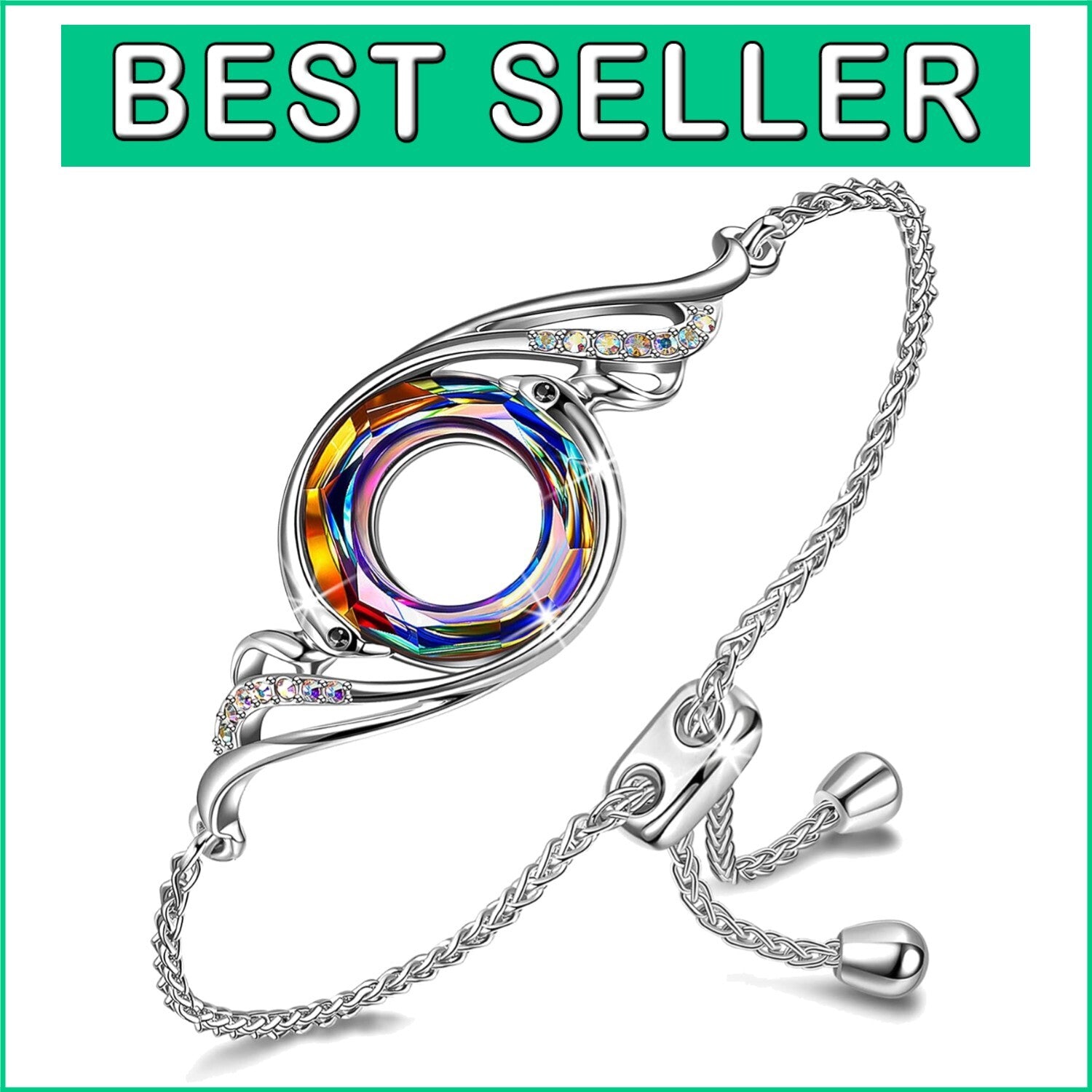 Elegant Phoenix Slider Bracelet with Sparkling Austrian Crystals - Women's Gift