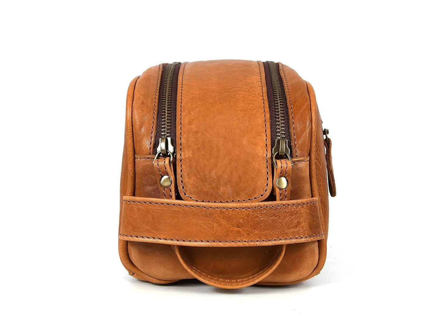 Elegant 10" Leather Dopp Kit with Waterproof Lining - Travel Essentials Unisex