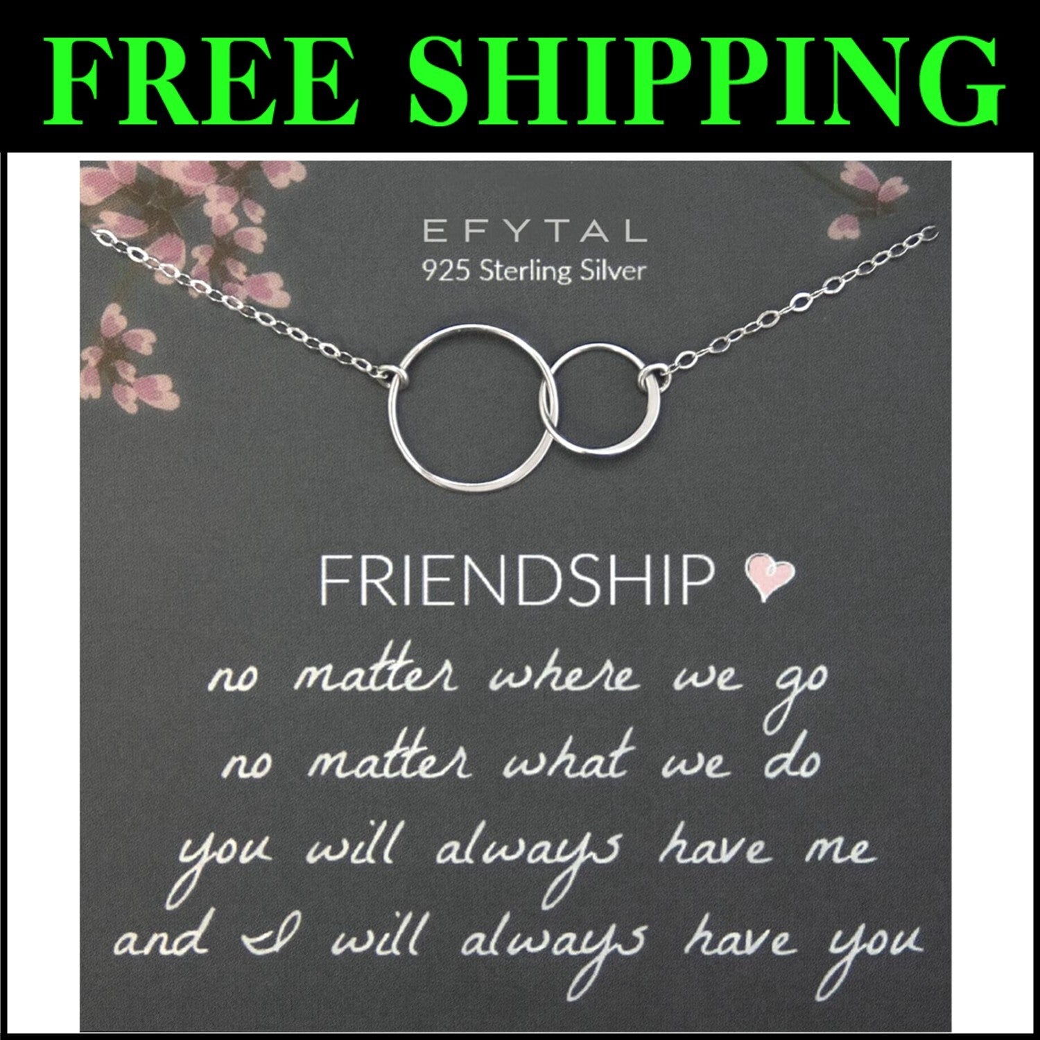 925 Sterling Silver Circle Pendant Friendship Necklace - Best Friend Gifts