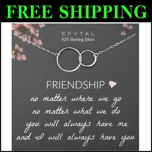 925 Sterling Silver Circle Pendant Friendship Necklace - Best Friend Gifts