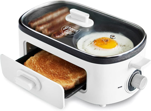 Healthy Ceramic Nonstick Breakfast Maker: Cook Eggs, Meat & Toast Efficiently