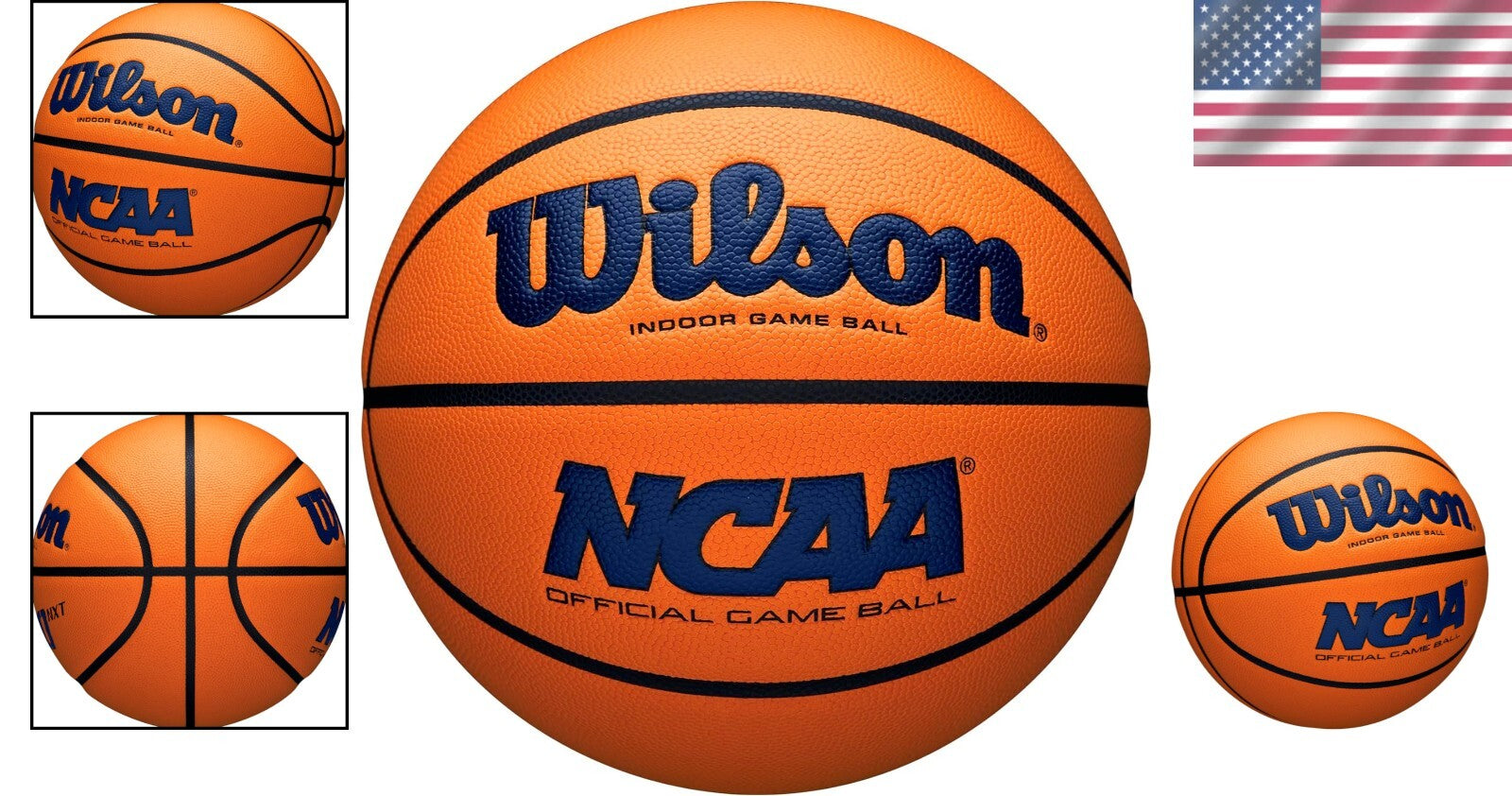 Official NCAA Indoor Game Basketball - Size 7, Navy/Orange - 29.5" Diameter