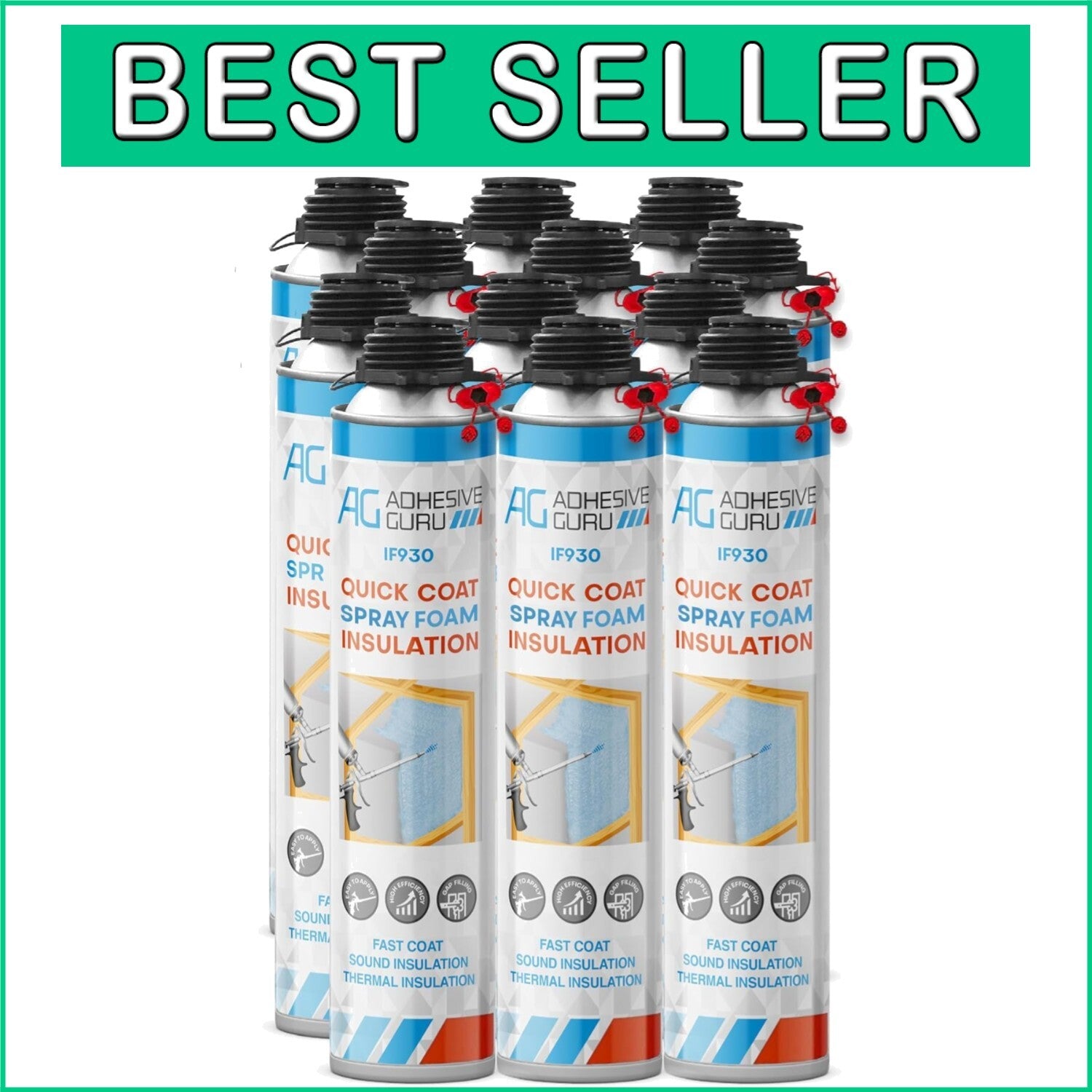 12-Pack Heat Insulation Spray Foam - Fast Curing Polyurethane for All Projects