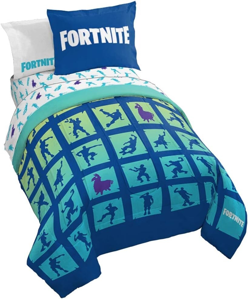 Fortnite Boogie Bomb Twin Bed Set - Reversible Comforter & 5-Piece Sheet Set