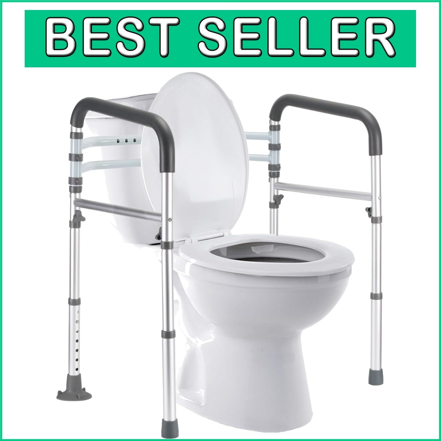 Foldable Toilet Safety Frame with Foam Grip Handles - Elderly & Disabled Support