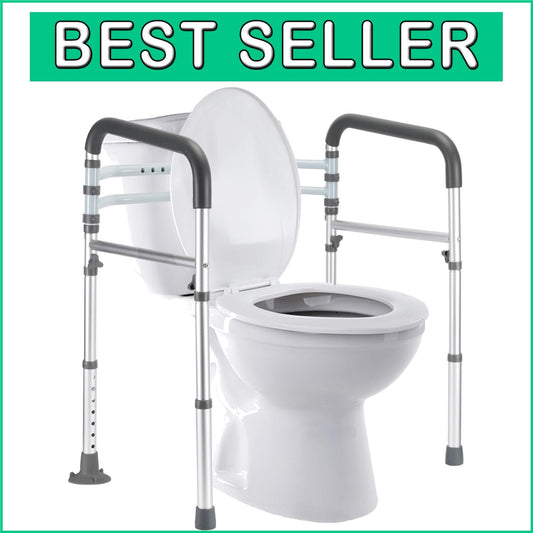 Foldable Toilet Safety Frame with Foam Grip Handles - Elderly & Disabled Support