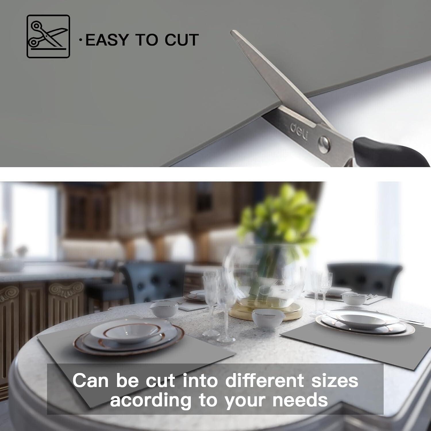 Flexible and Durable Silicone Countertop Protector Mat 47.3"x23.6" - Light Gray