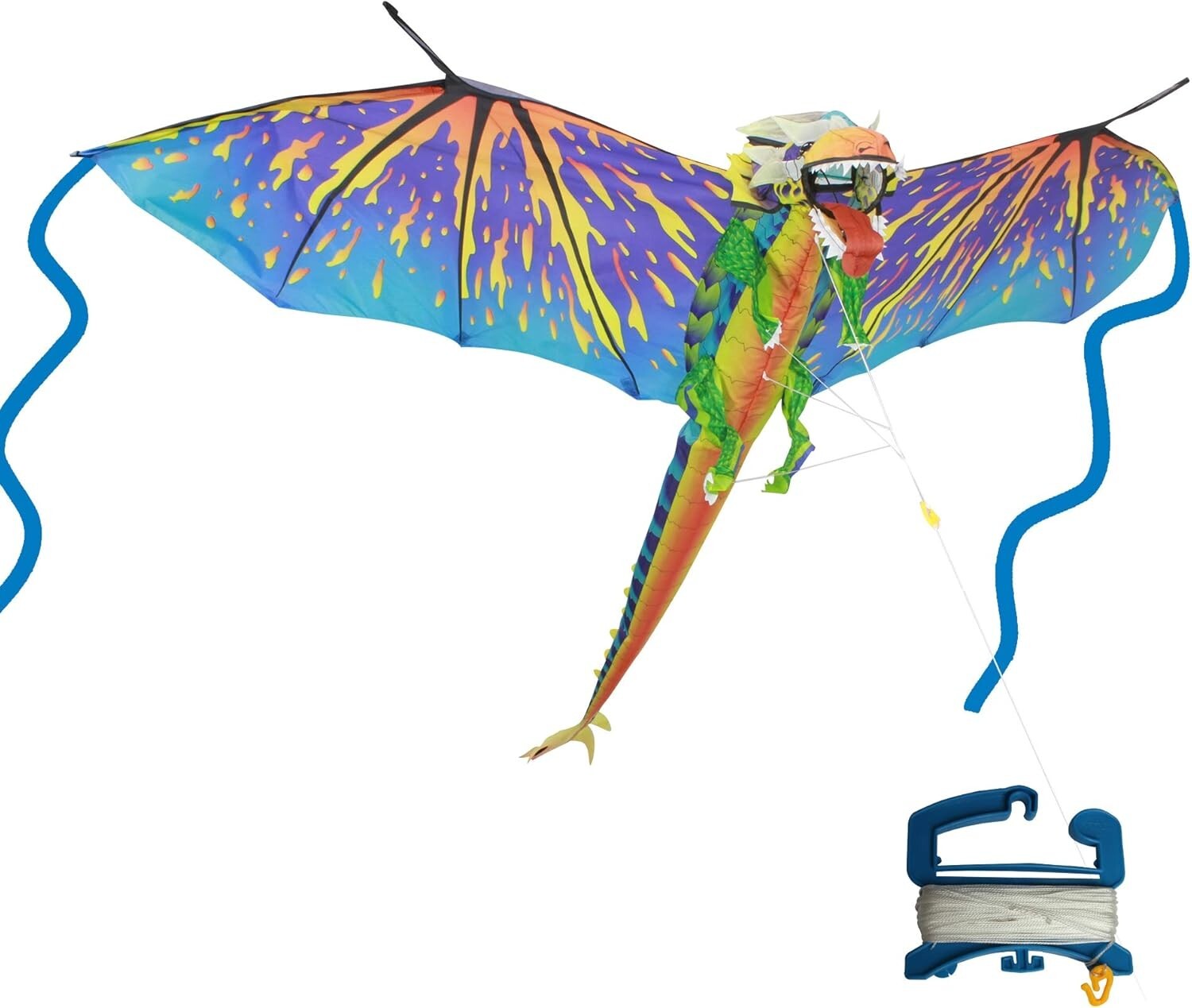 Large 76" Blue Dragon Kite - Perfect for Family Fun & Outdoor Adventures